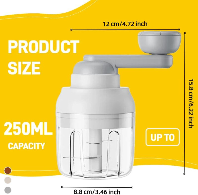 Multi-Functional Manual Food Processor Vegetable Chopper, Hand-Powered Handle On