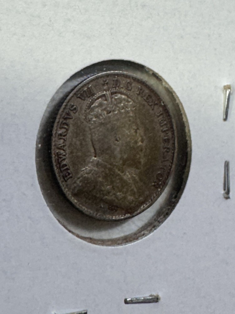 1907 Canada 5 Cents Small Silver Coin Cleaned
