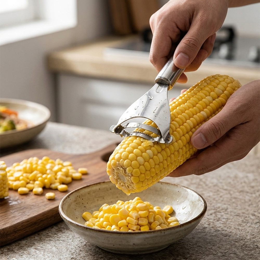 Stainless Steel Corn Stripper, Handheld Cob Kernel Remover Peeler Tool