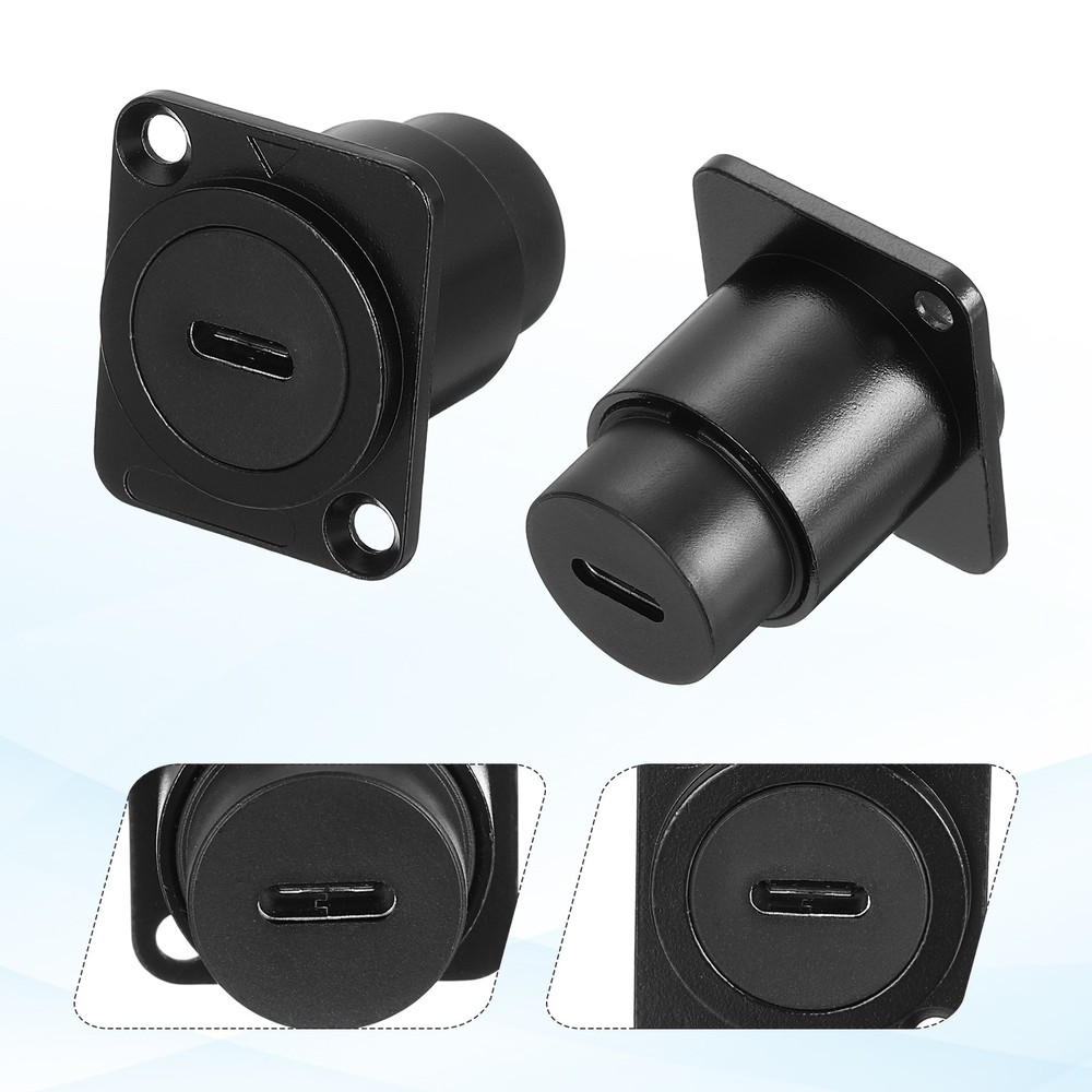 5Pcs Type C Panel Mount Coupler, D-Type USB C Pass Through 10Gbps Black