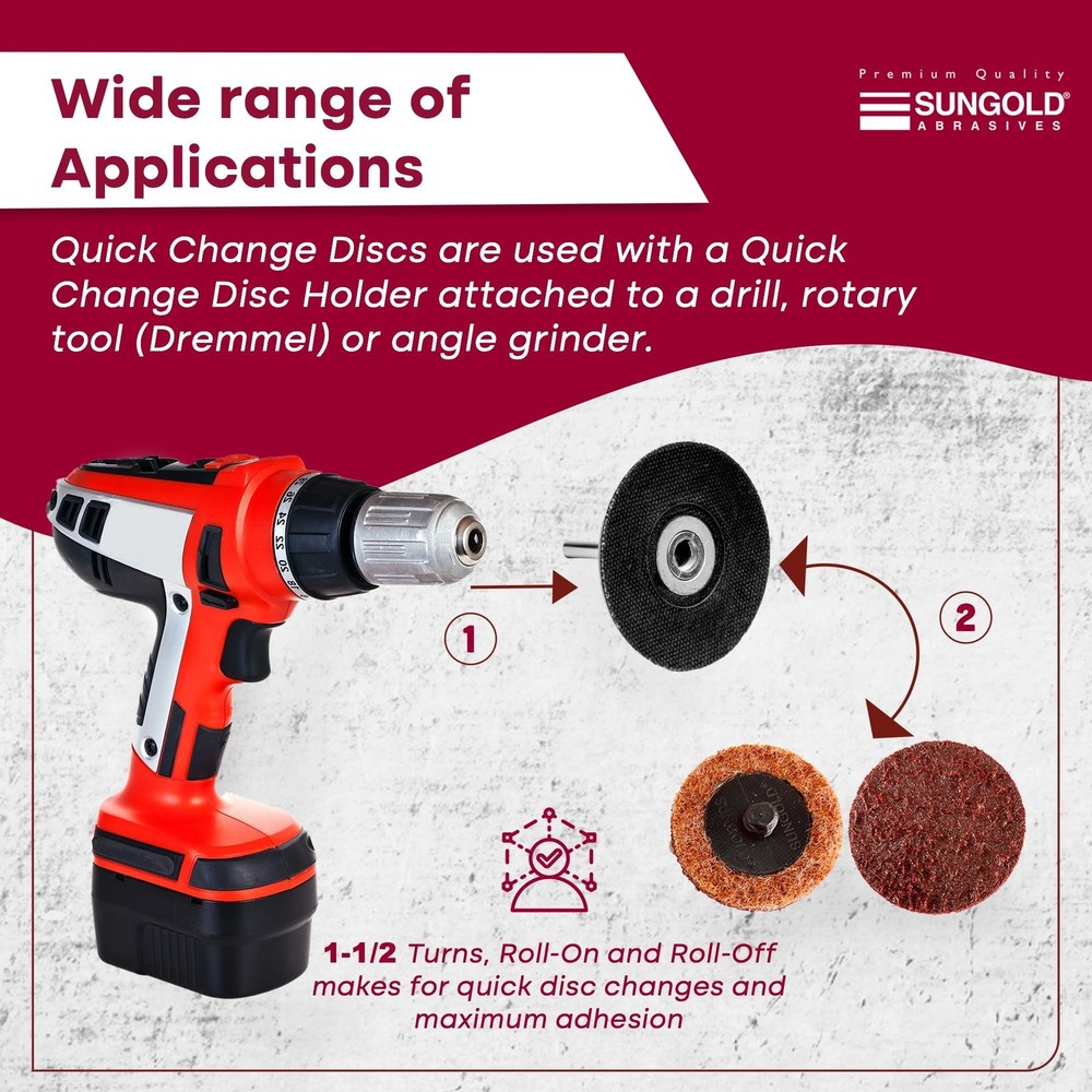 Sungold Abrasives 74903 Medium Non Woven Surface Conditioning R-Type Quick Ch...