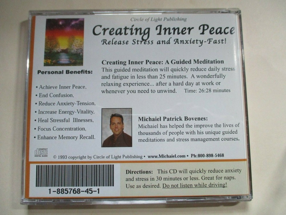 Creating Inner Peace: Guided Meditation by Michaiel Patrick Bovenes CD 1994