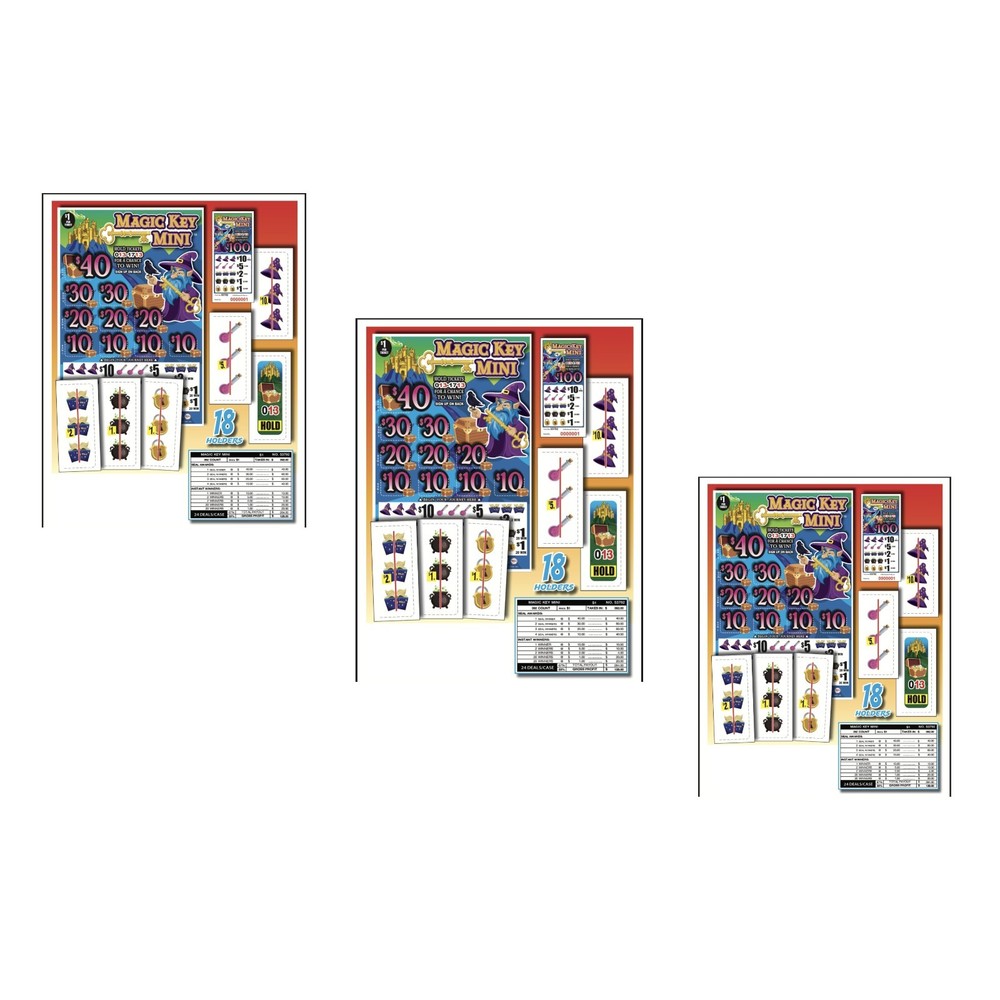 Pull Tab - Hard Card - Tickets Game - 3 Pack - Magic Key Mini - 392 ct