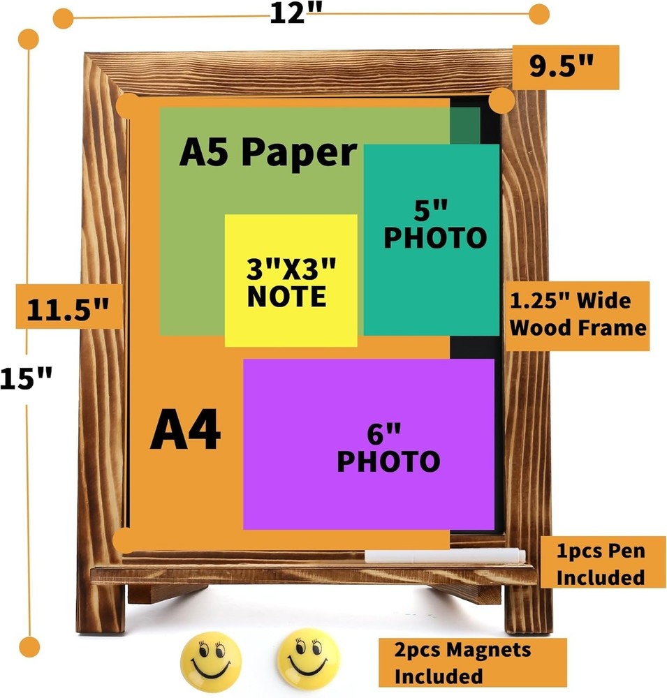 Portable Chalkboard Sign, Foldable Stand, Rustic Brown