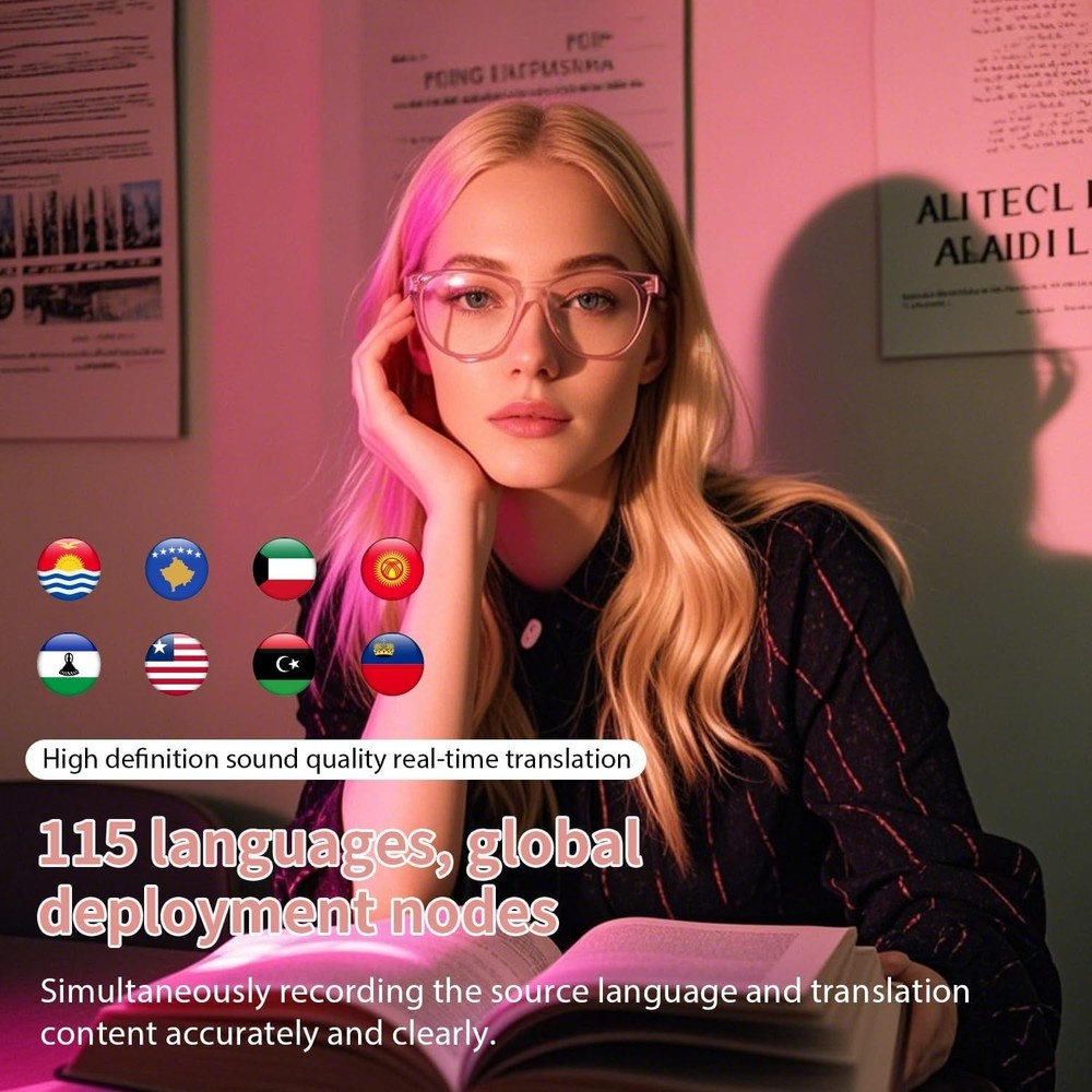 Multi-Functional AI Smart Glasses - Voice Assistant & Audio Playback, Pink