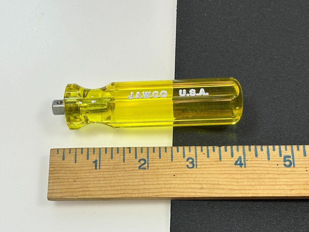 NOS Jawco Tools USA Made 1/4" Drive Socket Spinner Handle, Amber Yellow Handle