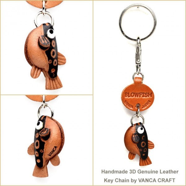 Globe/Blow/Puffer Fish Japanese Leather Keychains Fish