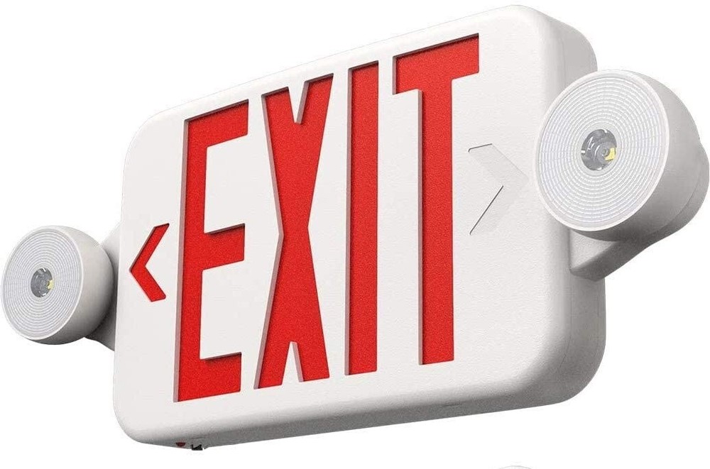 6 Pack LED Exit Sign Emergency Light–Hi Output RED Compact Combo UL 924 Listed