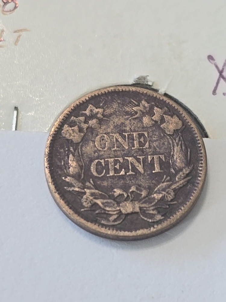 1858 Flying Eagle Penny Cent SL XF Dark Cleaned Fully Split Tail Feathers