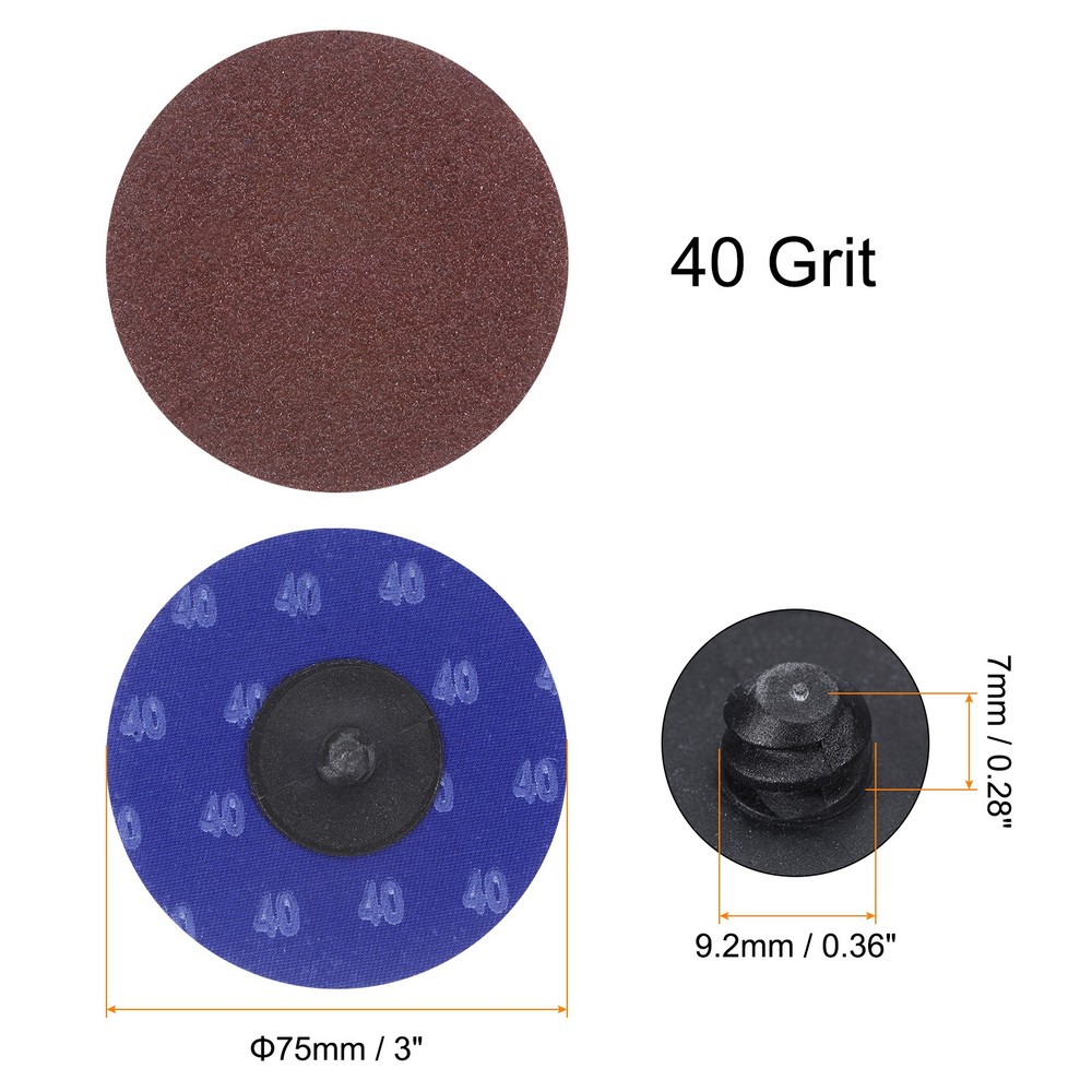 25pcs 3" 40 Grit Quick Change R-Type Sanding Discs Aluminum Oxide