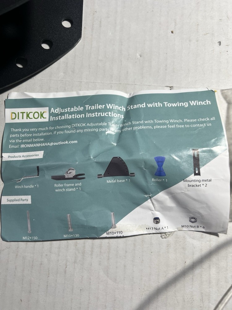 DITKOK Adjustable Winch Stand With Roller Boat Winch Mount