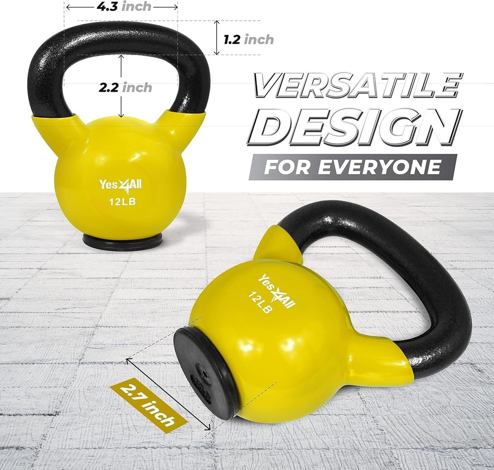 Color-Coded Kettlebell Set - Strength Training Weights 10-65 lbs for Home Gyms