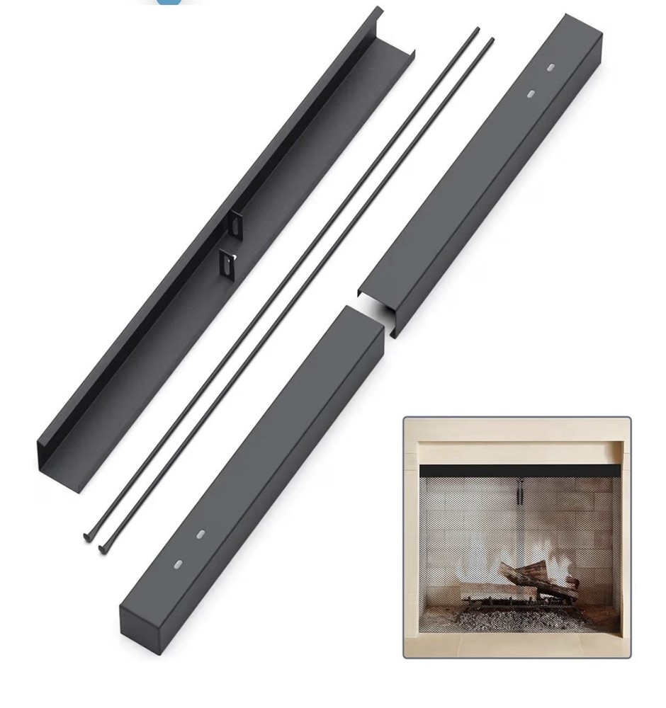 Adjustable Rod and Valance Kit for Fireplace Mesh Screen Curtain