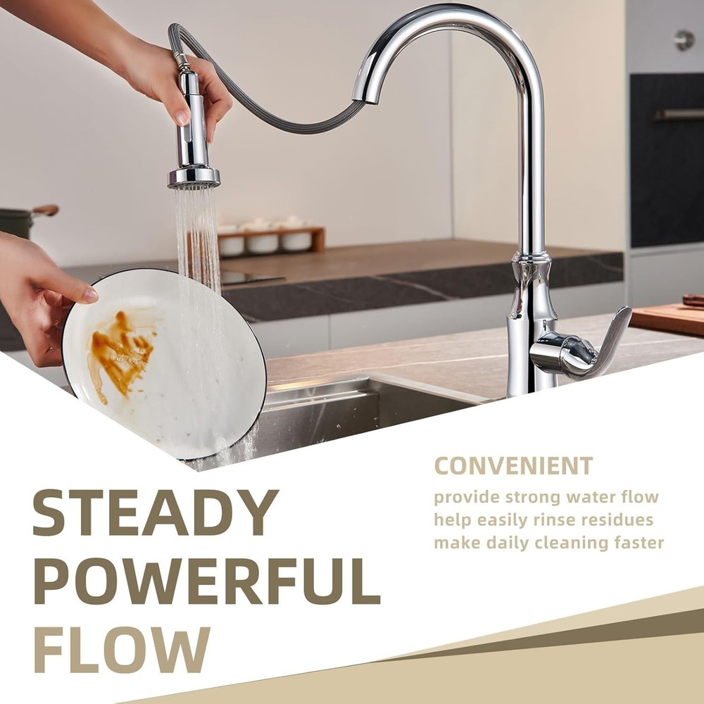 Sleek Kitchen Faucet Replacement Head - 13/16 Inch Thread, Functional Design