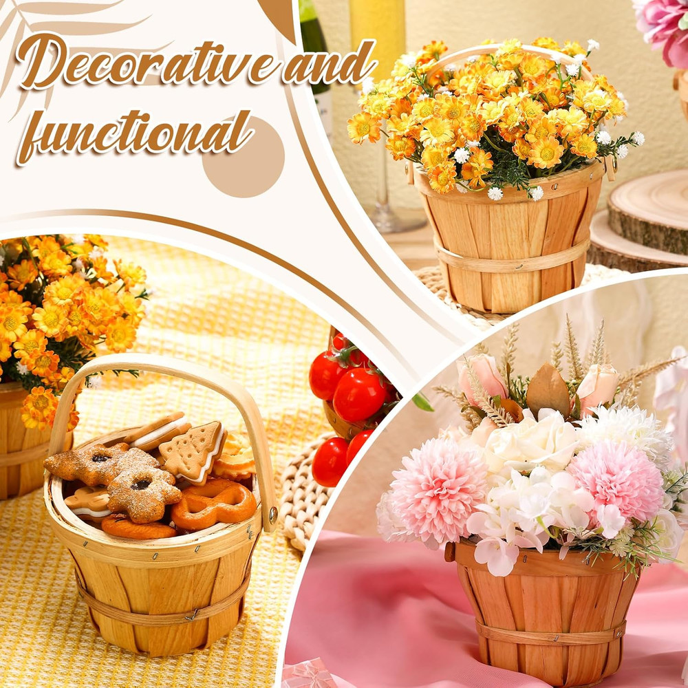 10 Pcs Mini Wooden Apple Baskets – Rustic Gift & Fruit Picking Baskets