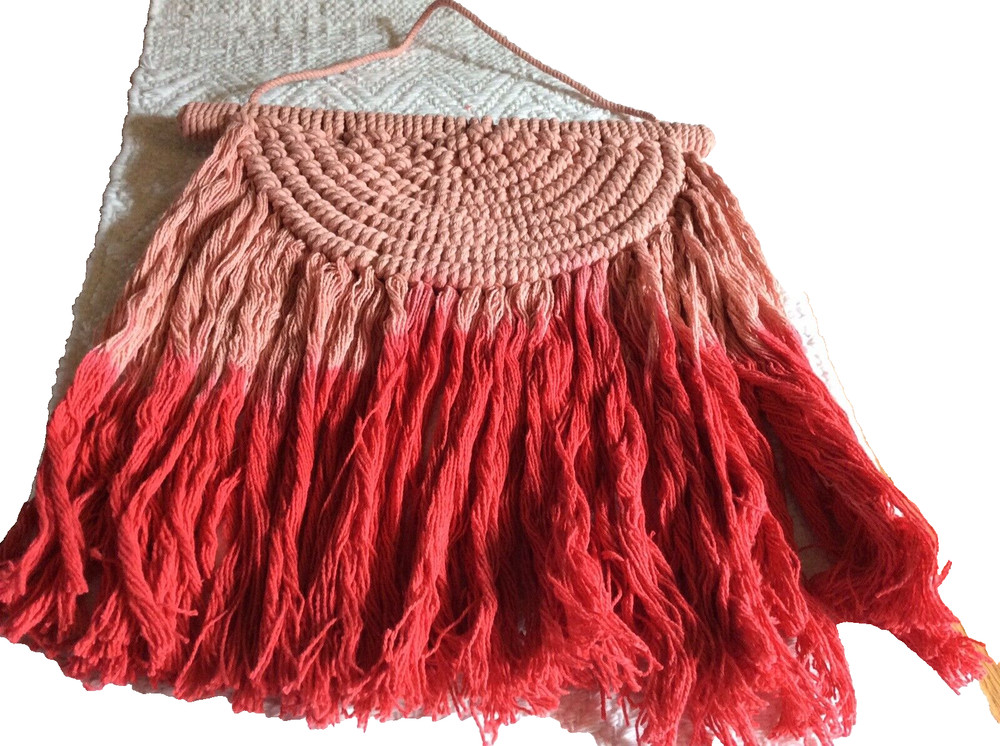 Wall Decor Macrame Wall Art  “Pink & Red”