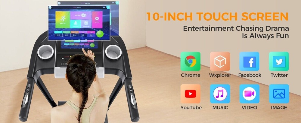 3.25HP Electric Folding Treadmill w/Incline & 10" Touchscreen, 36 Pre-Programs🏃