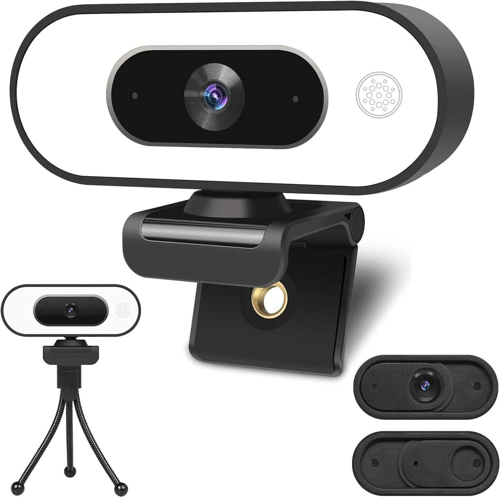 STREAMING CAMERA WITH MICROPHONE RING LIGHT 1080P Full Hd Computer PC Webcam