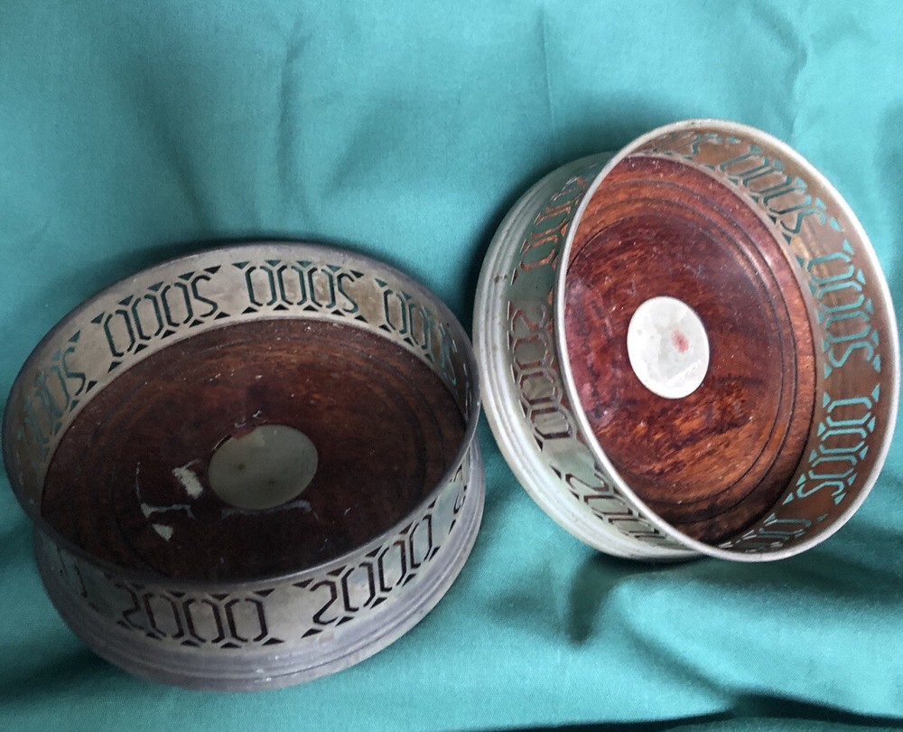 Sterling Silver 2 Broadway & Co. Year 2000 Millennium Wine Bottle / Coasters