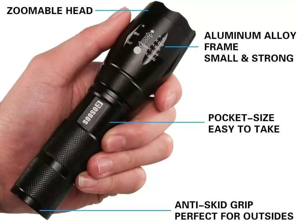 COSOOS LED Flashlight with Holster, Tactical Flashlight and Holder for Belt,1000