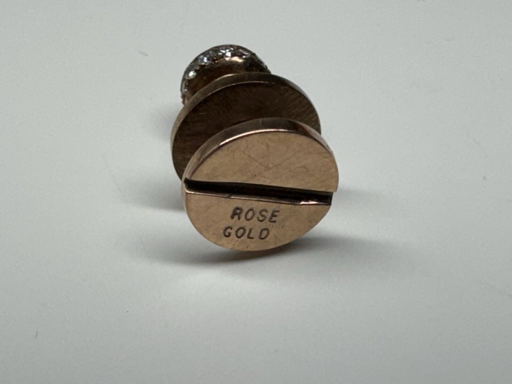 10 karat solid rose gold & diamond button handmade in usa