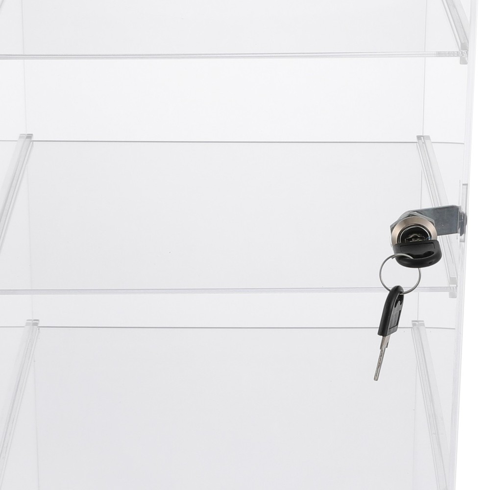 4 Tiers Acrylic Display Case, Countertop Display Case Locking Display Case Clear