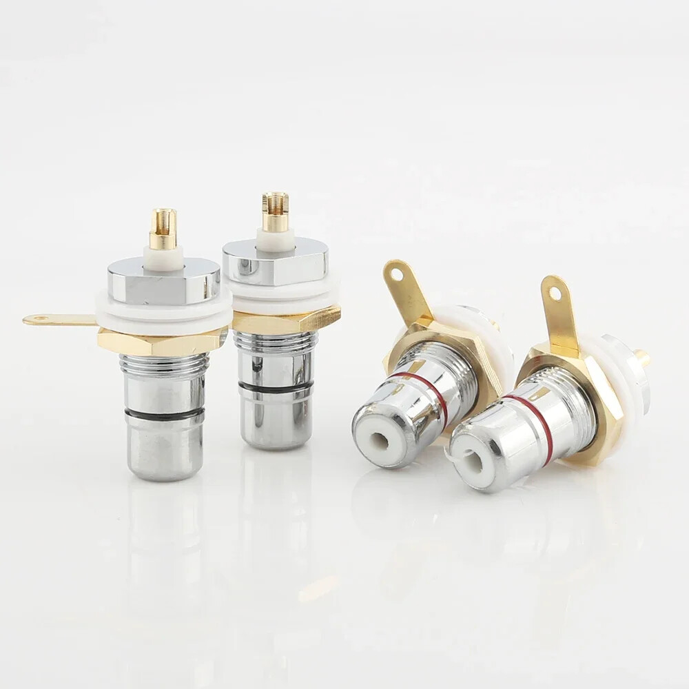 8pcs Rhodium Plated RCA Socket female Panel Mount plug Audio Terminal Chassis