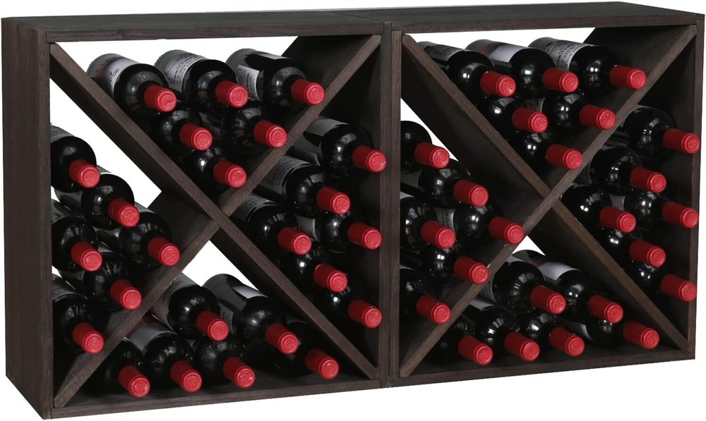 Sturdy & Stylish Stackable Wooden Wine Rack - 48 Bottle Capacity, Modern Look