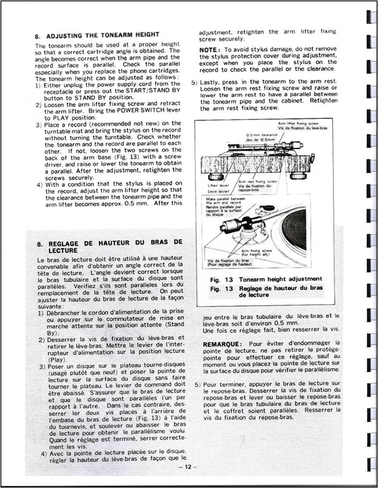 Denon DP-1200 / DP-1200A Turntable Owners Manual