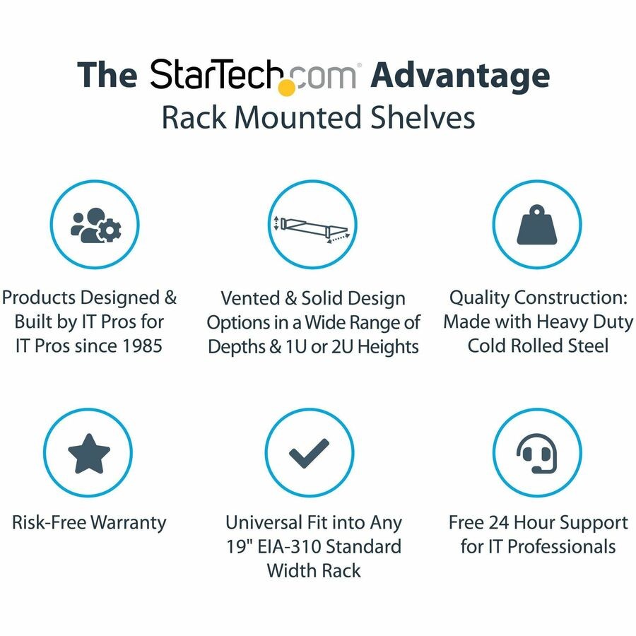 StarTech StarTech Black Standard Universal Server Rack Cabinet Shelf (CABSHELF)