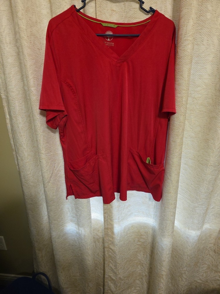 HH WORKS 2X HOT PINK SCRUB TOP