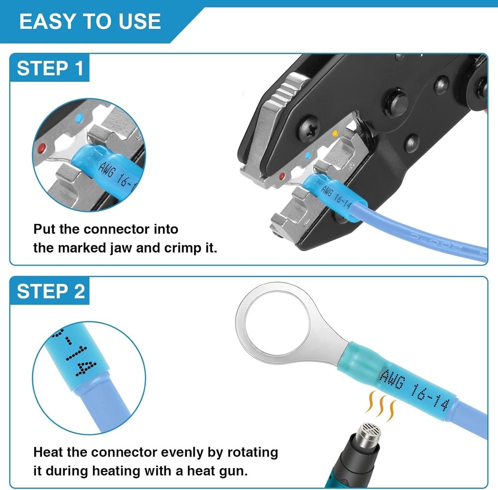 Ergonomic Crimping Pliers for Electrical Connections - Adjustable Force Feature
