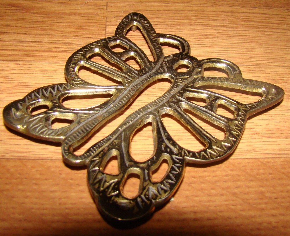 Solid Brass Butterfly Trivet Hot Stove Pot or Pan Holder