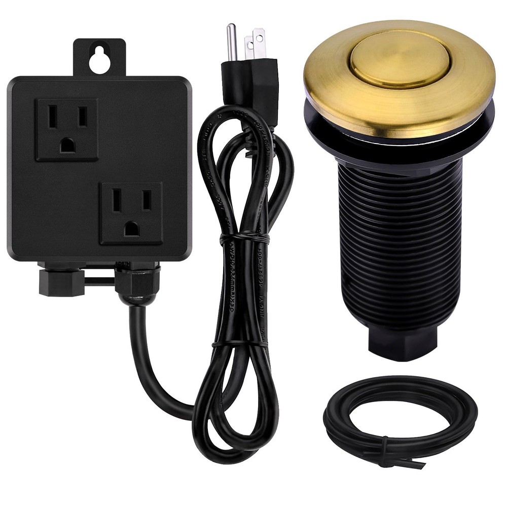 SINKINGDOM SinkTop Garbage Disposal Air Switch Kit with Long Button, Champagn...