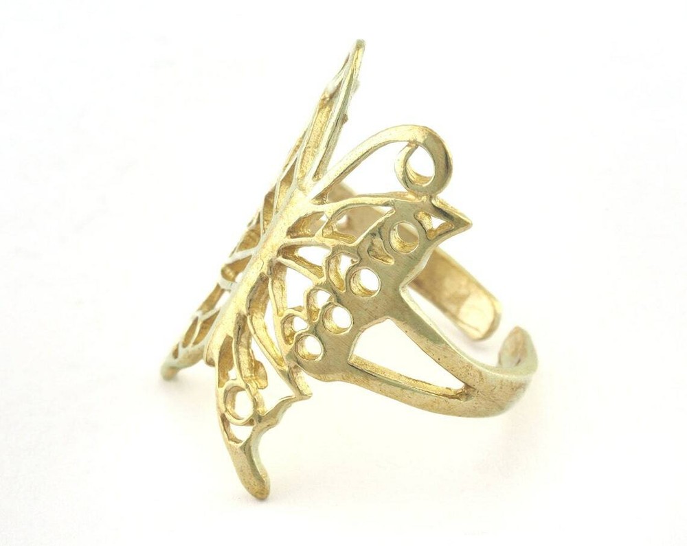 Butterfly Adjustable Ring Raw brass (18mm 8US inner size) 3284