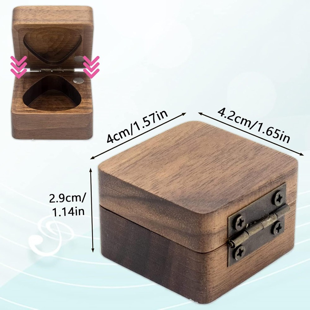 Wooden Guitar Pick Case, Personalized Holder, Picks Case...