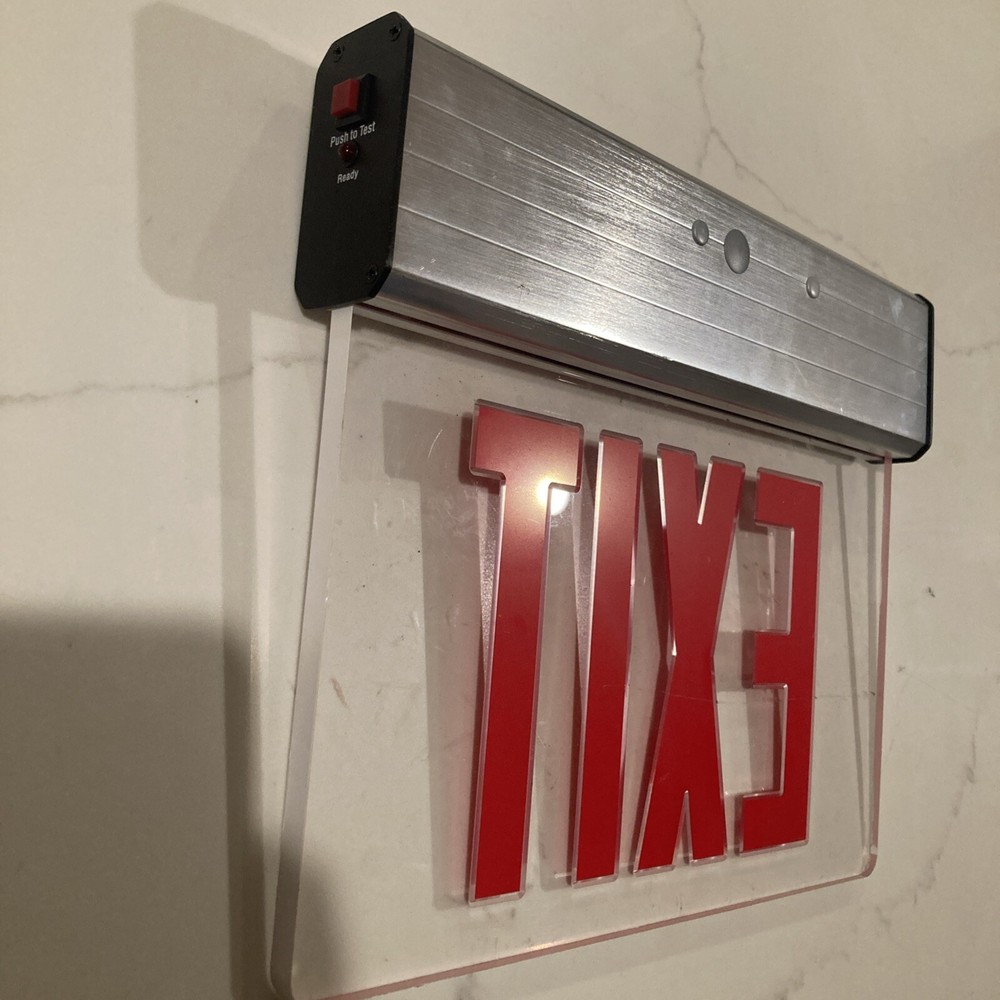 LED Edge Lit Exit Sign Acrylic Red Letters *Does Not Light Up*