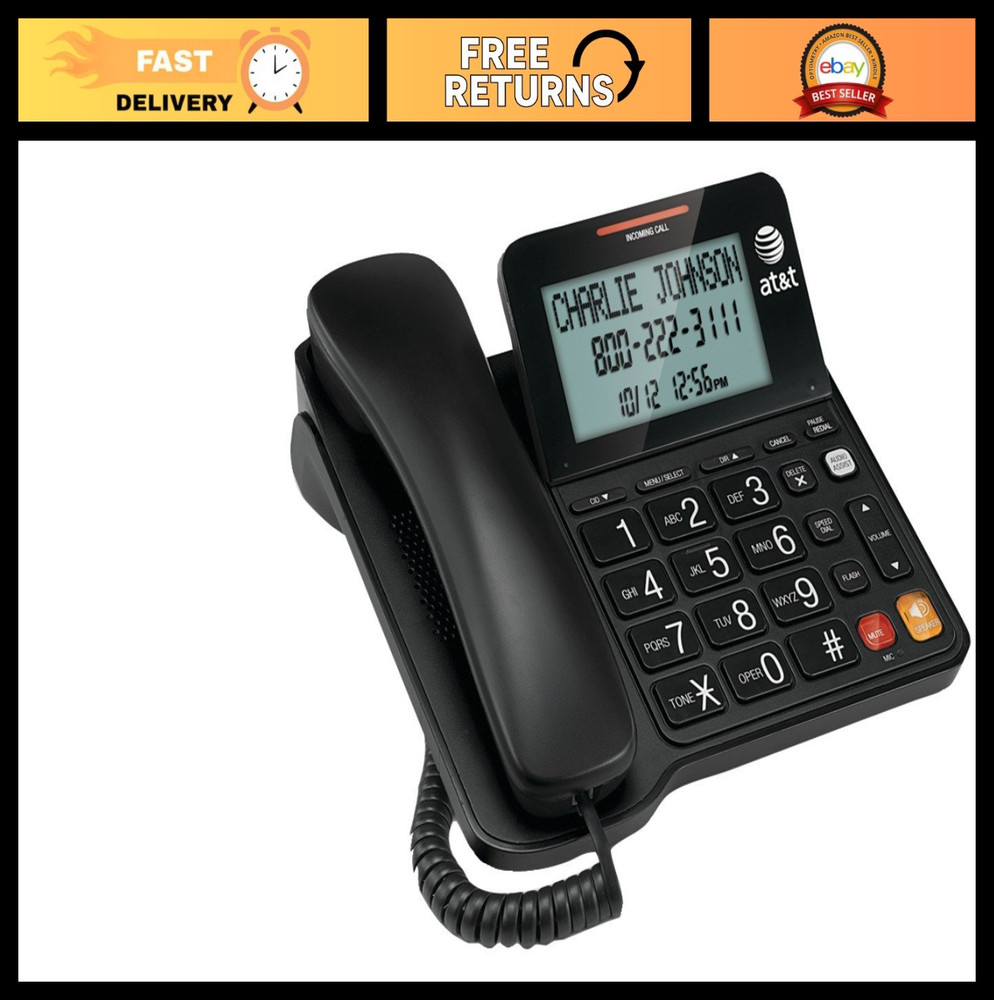 Corded Phone with Speakerphone, Extra-Large Display & Buttons, Caller ID, Audio