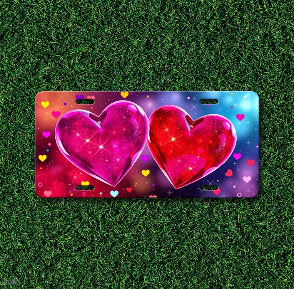 Stylish Hearts License Plate Optional Text Auto Tag Gift Idea