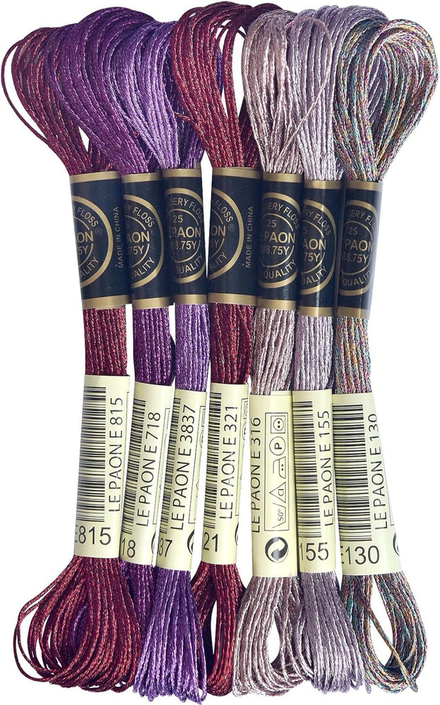 Embroidery Floss Metallic Thread (Red-Purple Series)