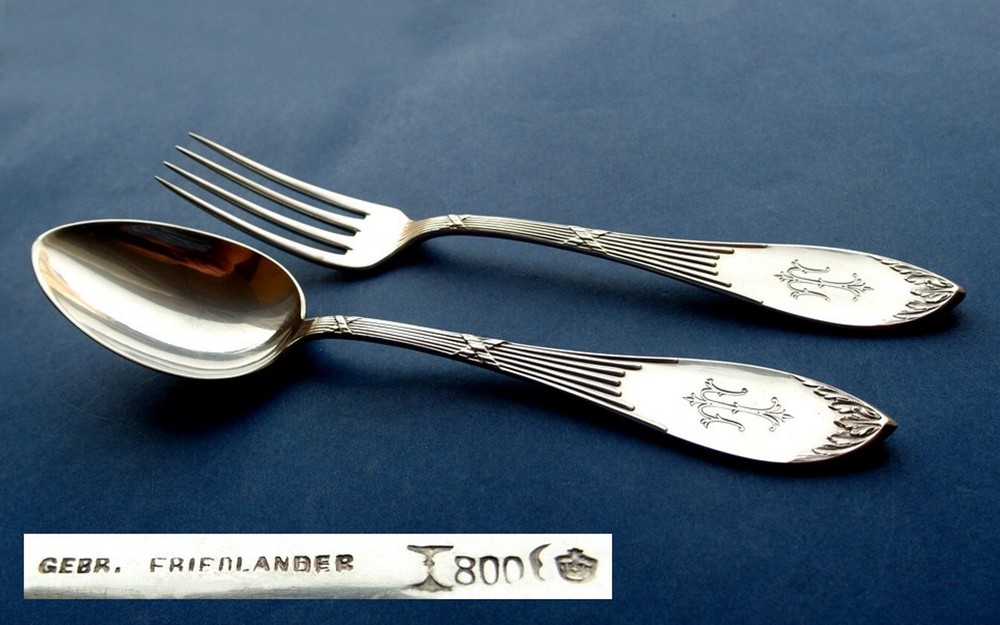Set Table Fork + Tablespoon Crusade Used Friedländer Koch & Bergfeld Silver E523