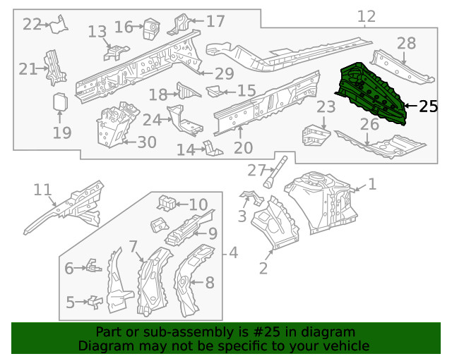 Genuine GM Passenger Side Engine Compartment Outer Side Rail Extension 23178142