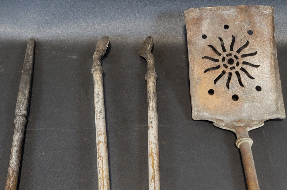 3-Piece Antique Brass Fireplace Tool Set