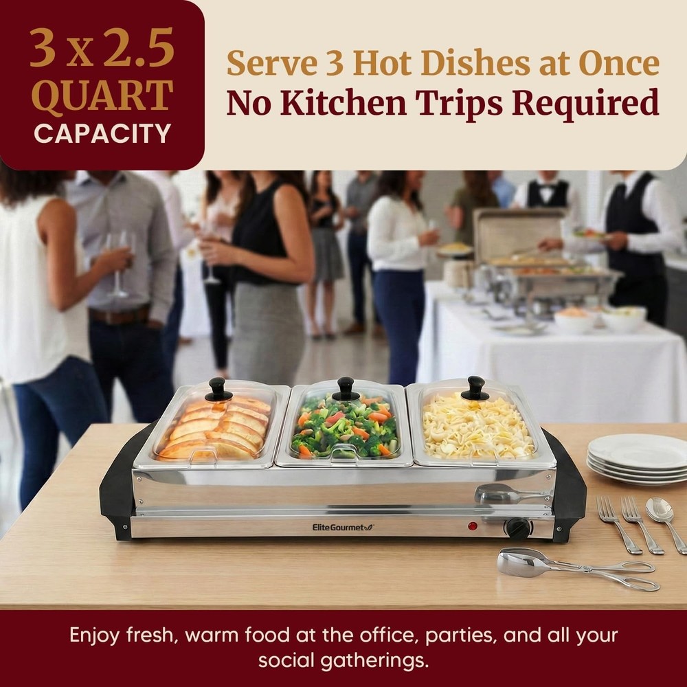 Triple Tray Buffet Server with Temperature Control