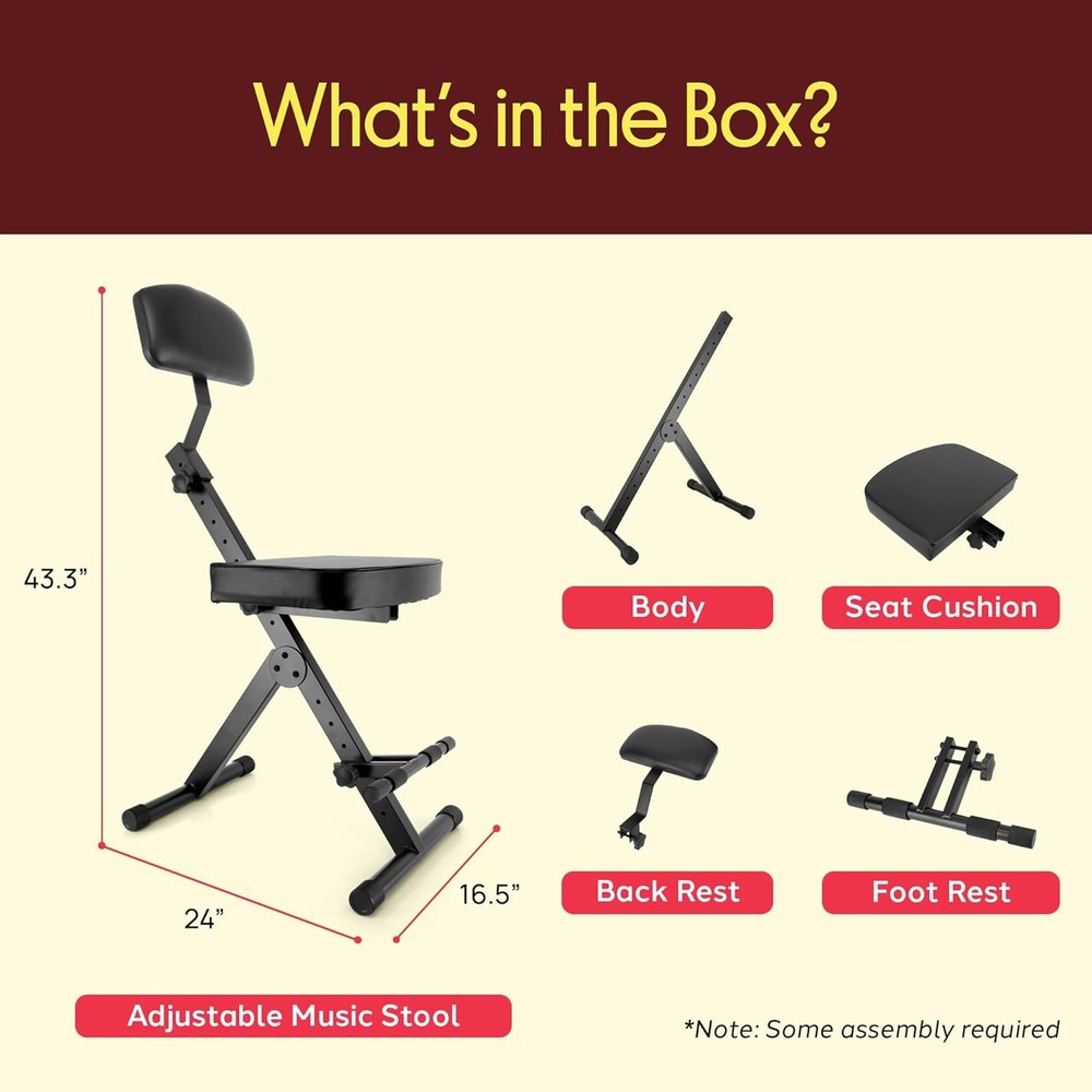 Foldable Drum Throne Stool with Backrest