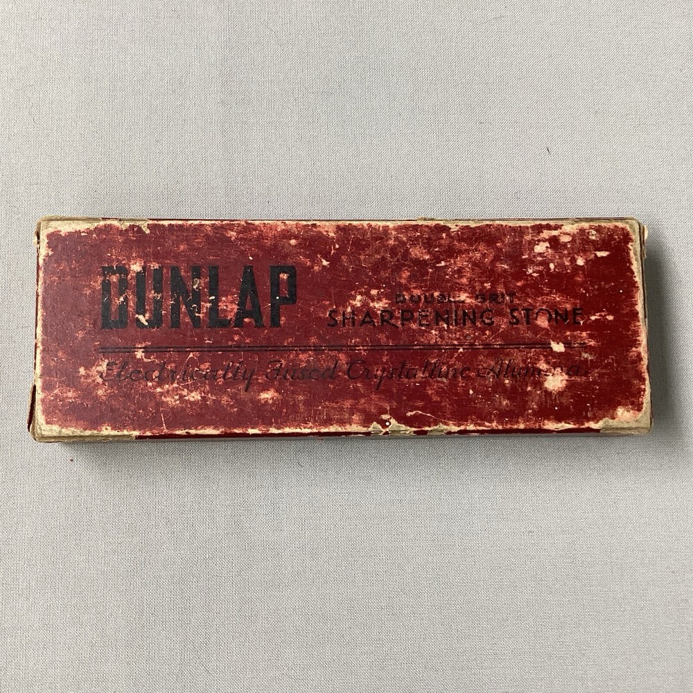 Vintage Dunlap Fine & Medium Combination Knife Sharpening Stone 6x2x3/4" Box