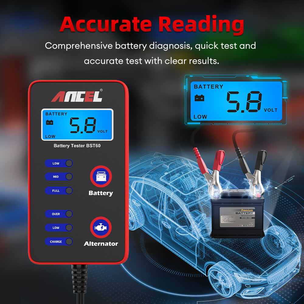 ANCEL BST60 12V Car Battery Tester Alternator Charging Charge Voltage Analyzer
