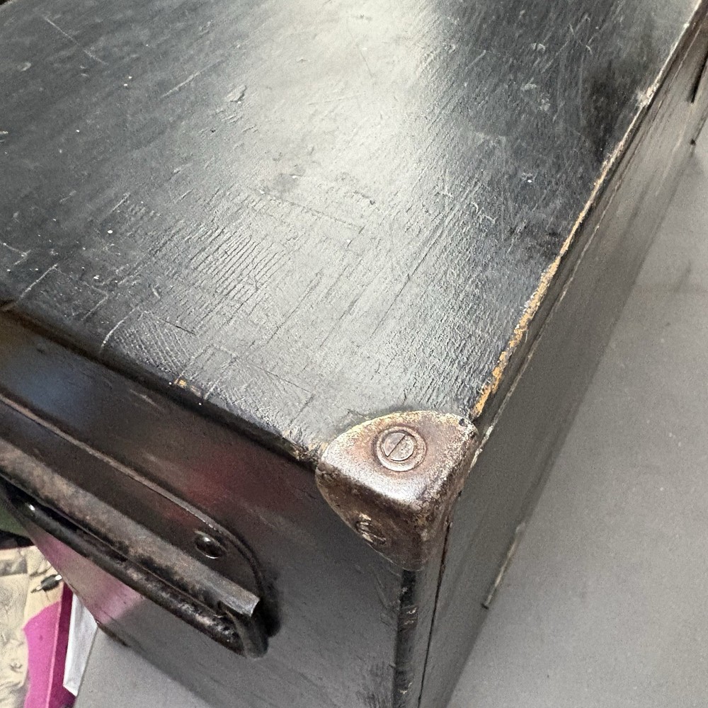 Antique Engineers Tool Box 3 Internal Drawers Brass Lock And Key