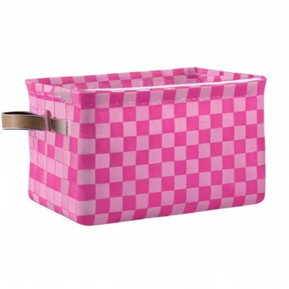 Emelivor Pink Checkered Storage Basket Bins Foldable Laundry Hamper Storage B...