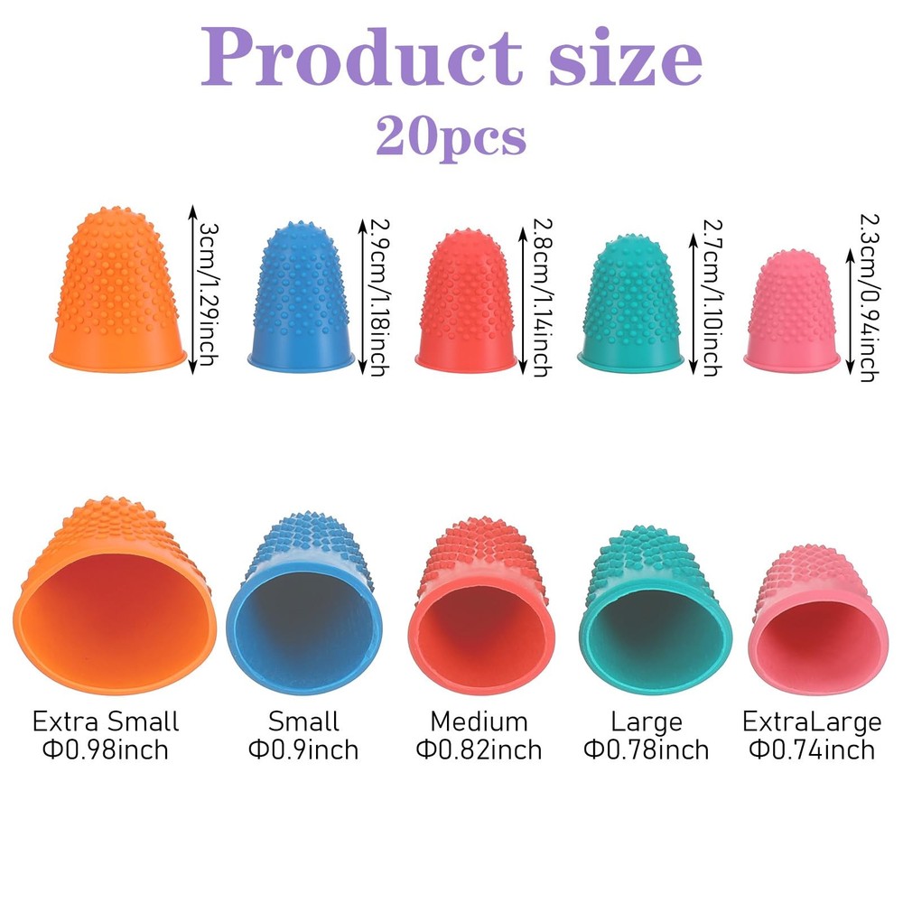 Finger Grips for Sorting Paper, 5 Different Sizes Reusable with Box